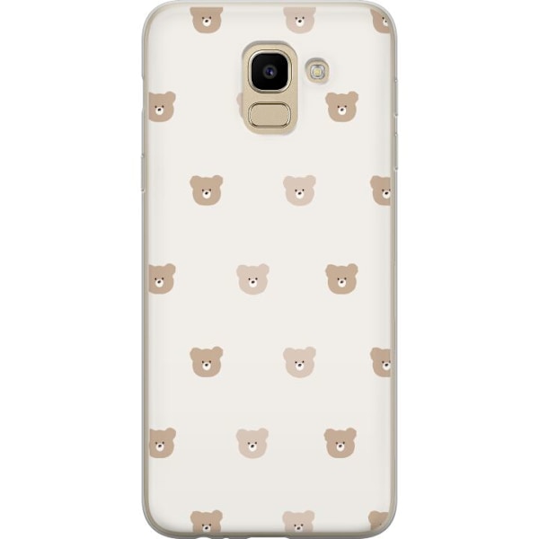 Samsung Galaxy J6 Genomskinligt Skal Teddy Background – gulliga nallar mot mjuk bakgrund