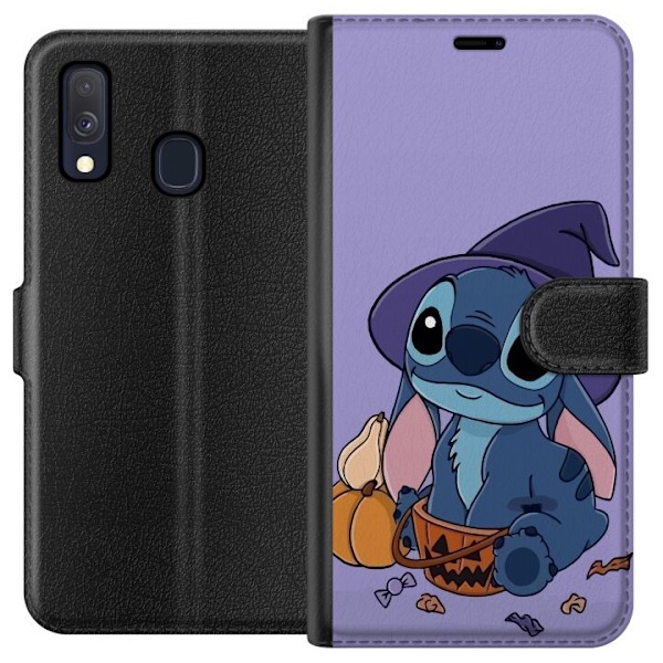 Samsung Galaxy A40 Lompakkokotelo Stitch noita