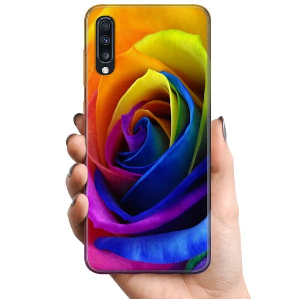 Kompatibelt Mobildeksel til Samsung Galaxy A70 Regnbue Rose