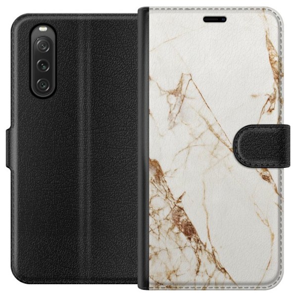 Sony Xperia 10 V Plånboksfodral Vit marmor