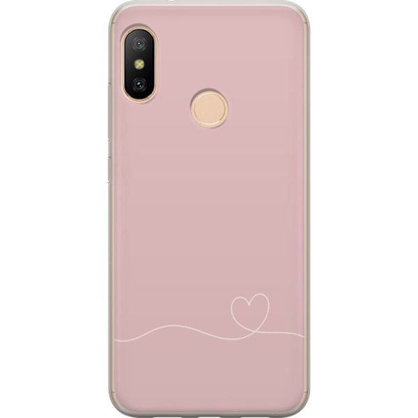 Xiaomi Redmi 6 Pro Gennemsigtig cover Lyserød Hjerne Design