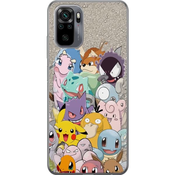 Kompatibelt Mobildeksel til Xiaomi Redmi Note 10S Collage med klassiske Pokémon som Pikachu, Squirtle, Bulbasaur og Gengar flerfarget