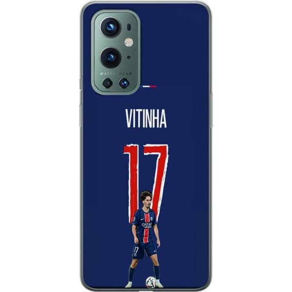 Kompatibelt Mobildeksel til OnePlus 9 Pro Vitinha i blå matchdrakt med nummer 17 og enkel fotballdesign blå