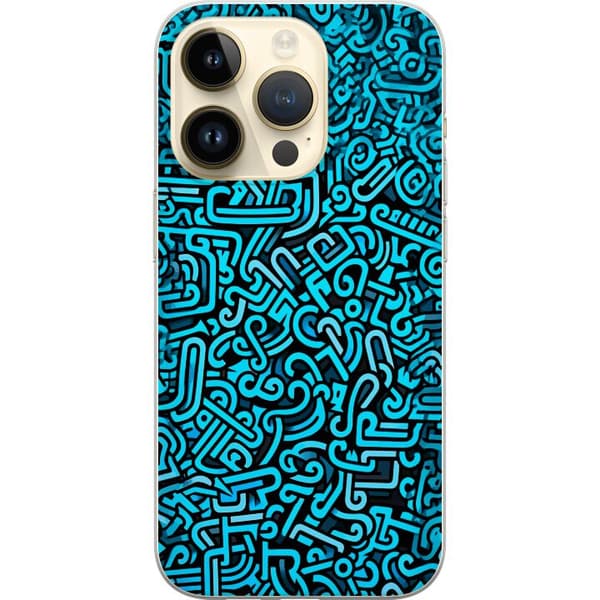 Kompatibelt Mobilskal till Apple iPhone 14 Pro Abstrakt blått graffitimönster med moderna grafiska former blå