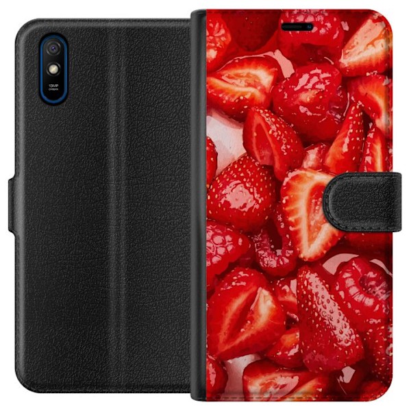 Xiaomi Redmi 9A Plånboksfodral Jordgubbsmönster – sött mo