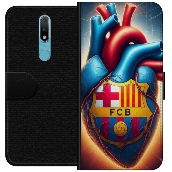 Nokia 2.4 Plånboksfodral FCB Hjärta