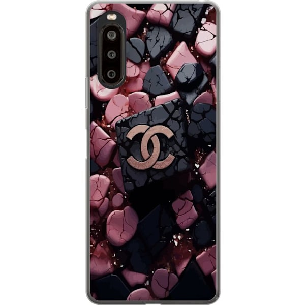 Sony Xperia 10 II Genomskinligt Skal Chanel Black and Pink