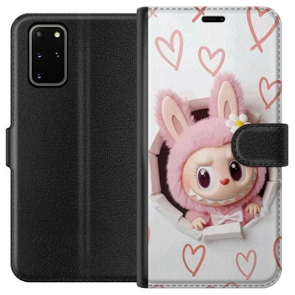 Samsung Galaxy S20+ Lompakkokotelo Labubu Sydän Taustakuva Pop Mart Rakkausteema Hahmodesign Suosittu Motiivi Keräilytaideteossarja