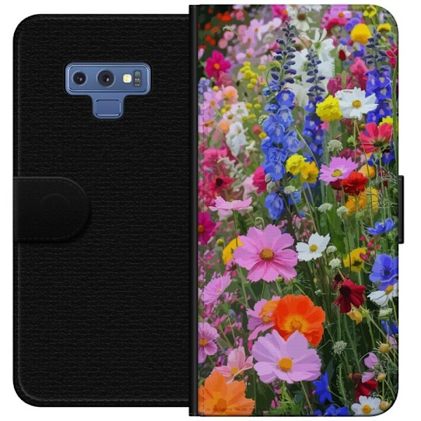 Samsung Galaxy Note9 Lompakkokotelo Kukkakuvioinen mobiilikuori kesäisellä niityllä ja luontomaisemalla