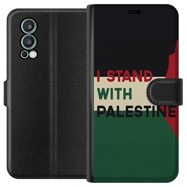 OnePlus Nord 2 5G Tegnebogsetui Stå sammen med Palæstina - solidaritetsdesign med en stærk besked