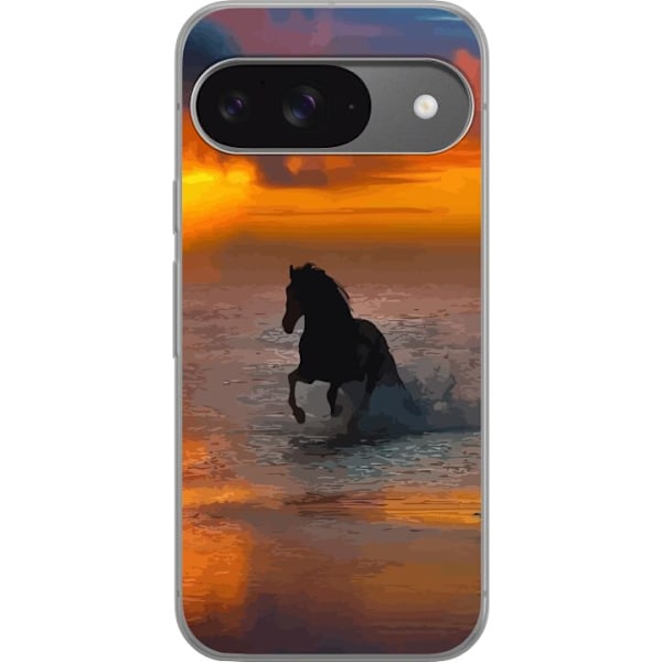 Google Pixel 9 Pro Gennemsigtig cover Hest Solnedgang