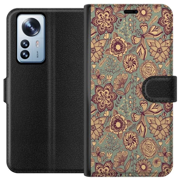Kompatibelt Lommeboketui til Xiaomi 12 Pro Vintage Blomster