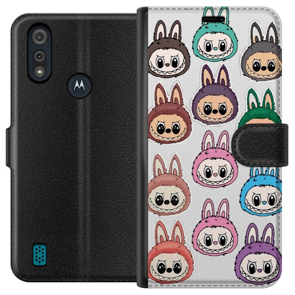 Motorola Moto E6i Tegnebogsetui Labubu Macaron Monster - Nutte