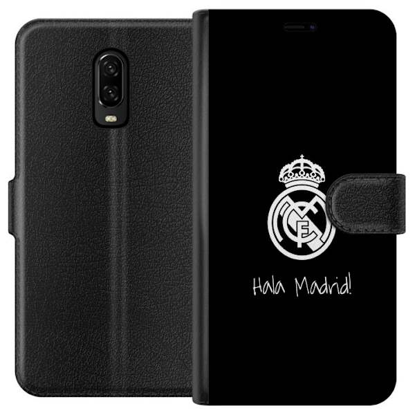 OnePlus 6T Lompakkokotelo Real Madrid Emblem Jalkapallo Ylpeys Valkoinen Kulta Seuramerkki Mestarit La Liga Fanit Ikoninen Urheilu