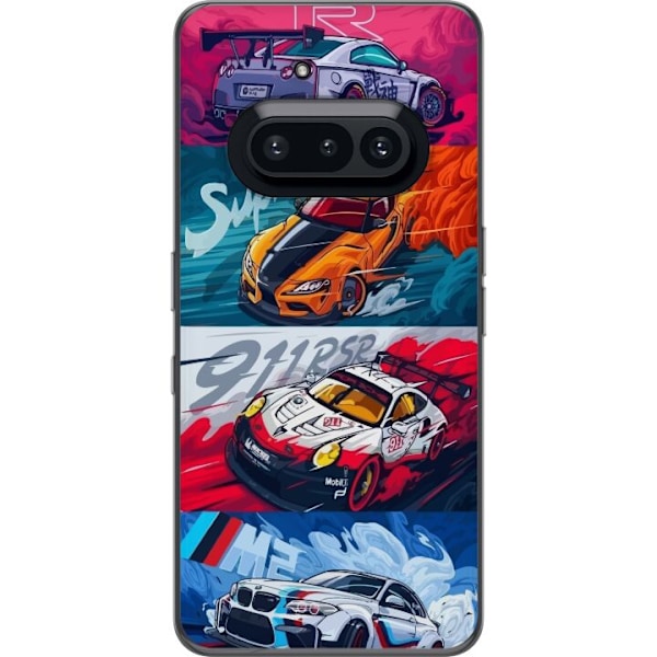 Nothing Phone (3a) Läpinäkyvä kuori Nopeat Autot - Piirretty Kuvio Toiminnalla