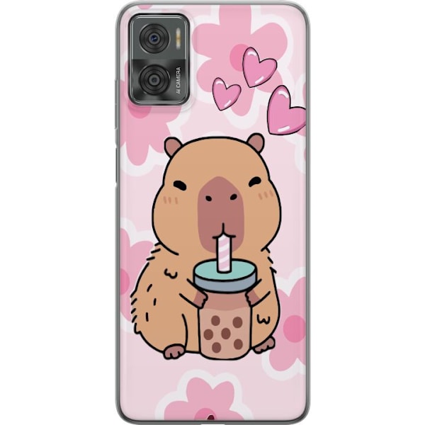Motorola Moto E22i Läpinäkyvä kuori Kawaii Capybara Sydän