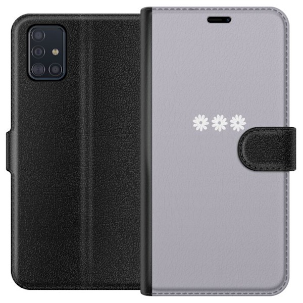 Samsung Galaxy A51 Lompakkokotelo Lila Blomminimalismi - tyylikäs kukkakuva lila taustalla