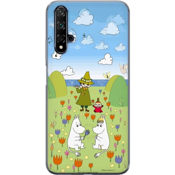 Kompatibelt Mobildeksel til Huawei nova 5T Mumin i blomsteräng grønn
