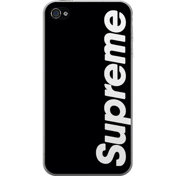 Apple iPhone 4 Genomskinligt Skal Supreme Svart Vit Streetwear Design Klassisk Modeikon Trend Urban Stil Grafiskt Motiv Populär
