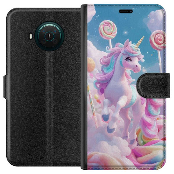 Nokia X10 Lompakkokotelo Yksisarvinen Candy Pastel Kawaii Suunnittelu Söpö Suosittu Väri Graafinen Trendi Lapsen Teema Fantasia Taide