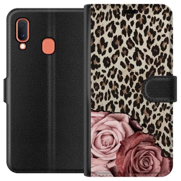 Kompatibelt Lommeboketui til Samsung Galaxy A20e Leopards Rose