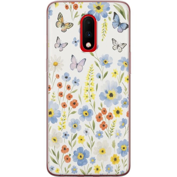 OnePlus 7 Läpinäkyvä kuori Kesäkukat