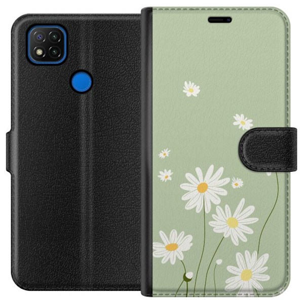 Xiaomi Redmi 9C Tegnebogsetui Præstekraver - blomstret mønst