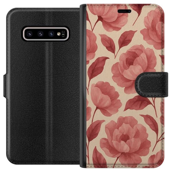 Kompatibelt Lommeboketui til Samsung Galaxy S10+ Rose Blomst