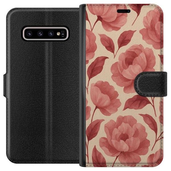 Samsung Galaxy S10+ Tegnebogsetui Roseblomst