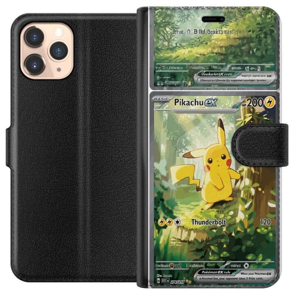 Kompatibelt Lommeboketui til Apple iPhone 11 Pro Pikachu grønn