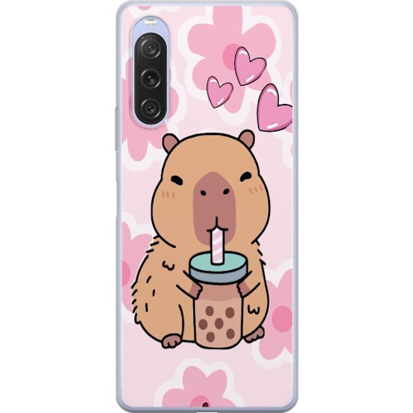 Sony Xperia 10 V Läpinäkyvä kuori Kawaii Capybara Sydän An