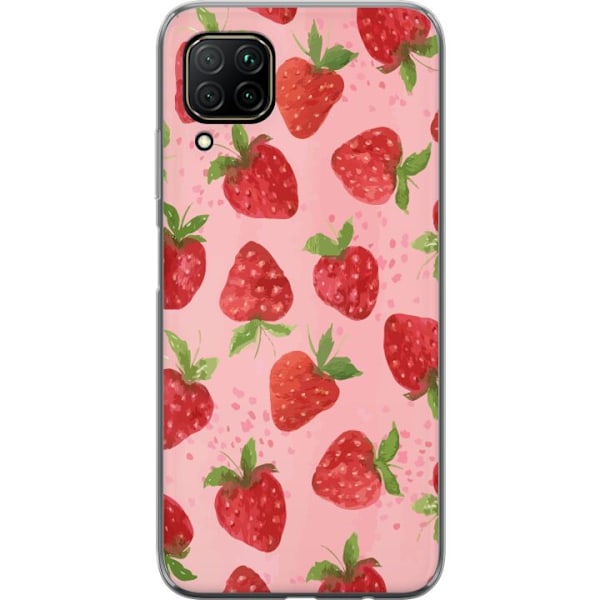 Huawei P40 lite Genomskinligt Skal Strawberry Dreams – jordgubbsmönster i retrostil