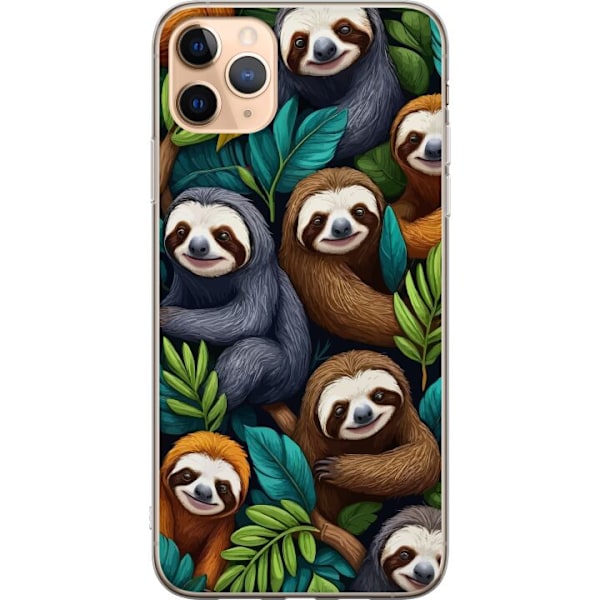 Apple iPhone 11 Pro Max Läpinäkyvä kuori Sengångarstil - rentoutunut muotoilu söpöllä laiskiaalla