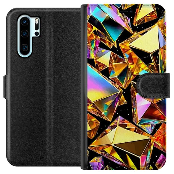 Kompatibelt Lommeboketui til Huawei P30 Pro 3D Gull