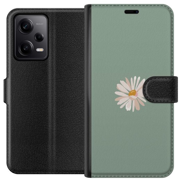 Xiaomi Redmi Note 12 Pro Plånboksfodral Grön Minimalblomma