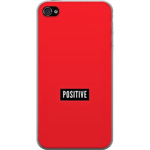 Kompatibelt Mobilskal till Apple iPhone 4 Positive text röd