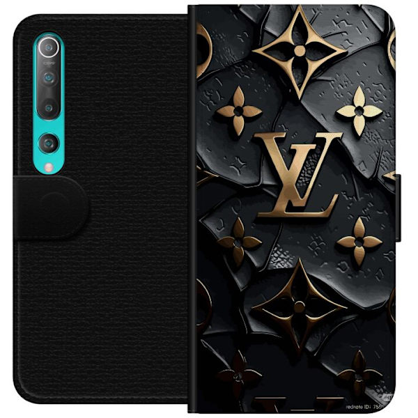 Xiaomi Mi 10 5G Tegnebogsetui Louis Vuitton Mørk Tilstand Design Sort Luksus Stil Mode Populær Grafisk Mønster Modeikon Luksusmærke