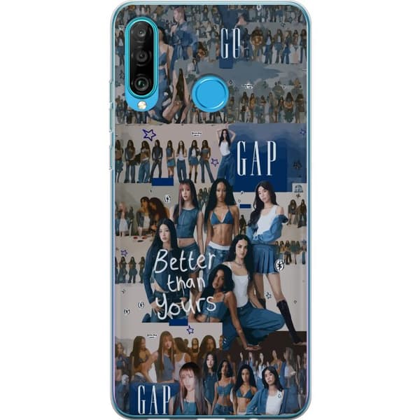 Kompatibelt Mobilskal till Huawei P30 lite KATSEYE denim collage blå