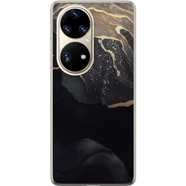Huawei P50 Pro Gennemsigtig cover Sort guld abstrakt