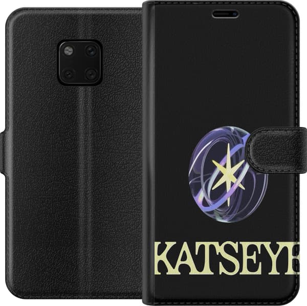Kompatibel Tegnebogsetui til Huawei Mate 20 Pro KATSEYE-logo med gul stjerne, lilla omløbsringe og lys typografi mod sort baggrund sort