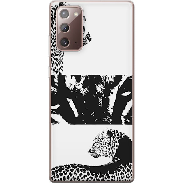 Samsung Galaxy Note20 Genomskinligt Skal Leopard Faces – trendigt mönster med leopardansikten