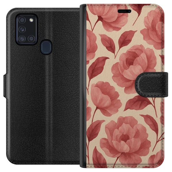 Samsung Galaxy A21s Lommeboketui Rose Blomst