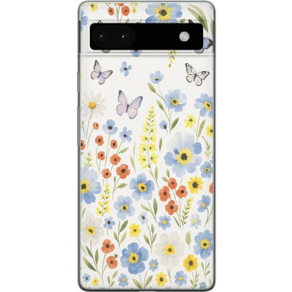 Google Pixel 6a Läpinäkyvä kuori Kesäkukat