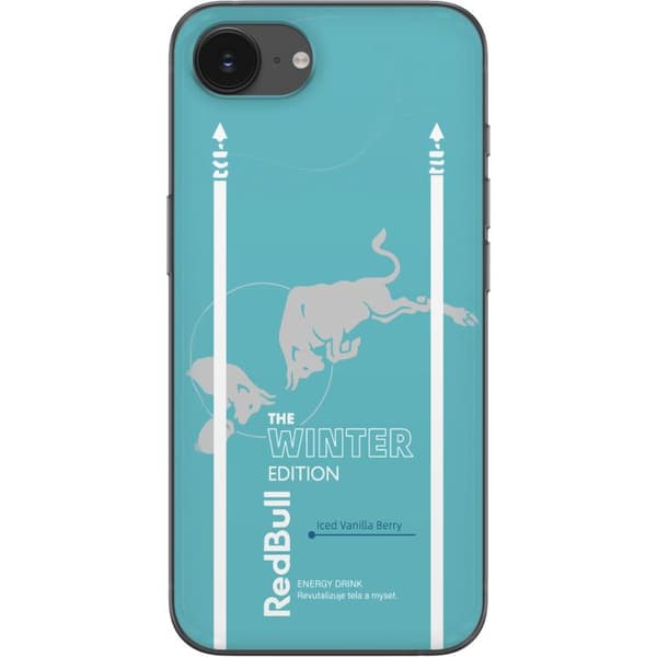 Kompatibelt Mobildeksel til Apple iPhone 16e Tyrkis energidrikk inspirert design med okser og moderne grafiske elementer turkis