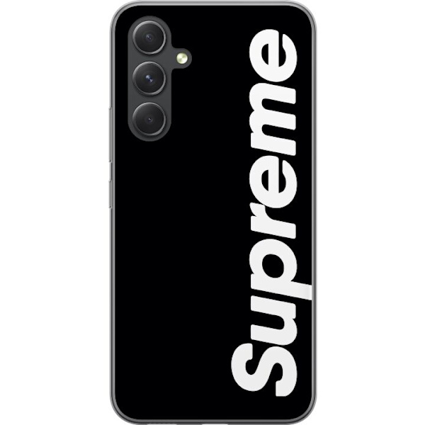 Samsung Galaxy S24+ Genomskinligt Skal Supreme Svart Vit Streetwear Design Klassisk Modeikon Trend Urban Stil Grafiskt Motiv Populär