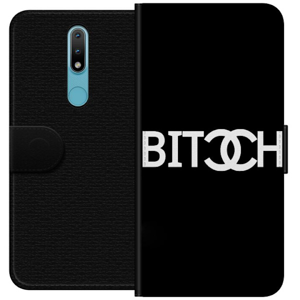 Nokia 2.4 Lompakkokotelo Bitch Chanel -inspiroima katumuoti Muoti Tekstimotiivi Trendi Ikoninen Tyyli Kaupunkisuunnittelu