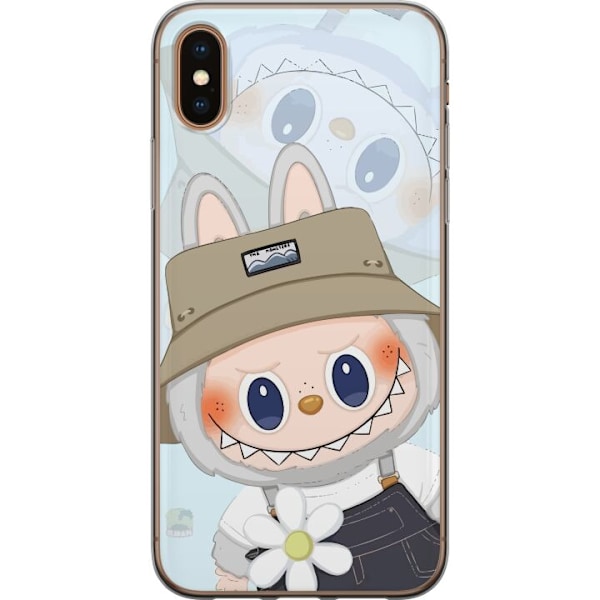 Apple iPhone XS Max Genomskinligt Skal Labubu med hatt – Pop Mart-figur Mr. Butcher i retro stil med karaktär