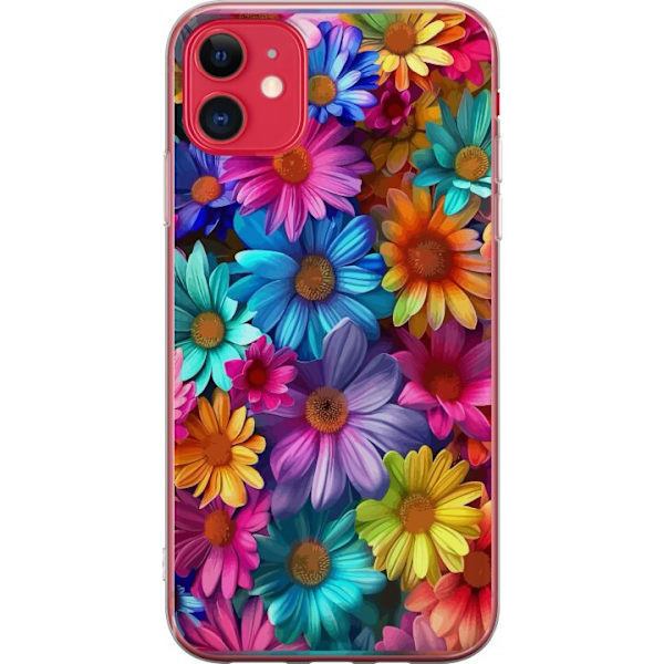 Apple iPhone 11 Genomskinligt Skal Gerbera Blommor Färgglad Dekor Blommotiv Populärt Heminredning Färg Rik Väggkonst Design