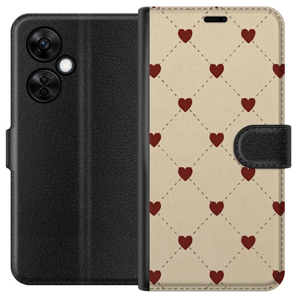 OnePlus Nord CE3 Lompakkokotelo Sydänverkko