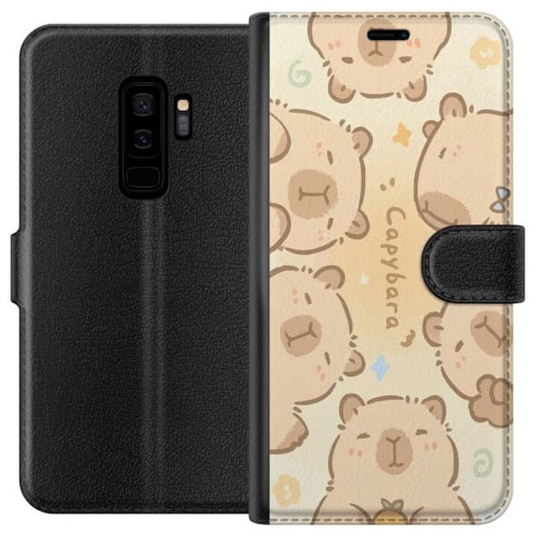 Kompatibel Tegnebogsetui til Samsung Galaxy S9+ Søde kapybaraer, pasteldesign, søde flodsvin i bløde farver, sød varm stil med charme og legende ener